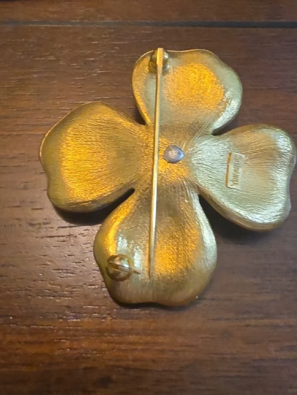 Crown Trifari Gold & Cream Tone Dogwood Brooch VINTAGE 1950's
